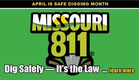 Image Missouri 811 Dig Safely - It's the Law Green with Shovel